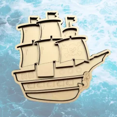 Pirátská loď - dřevěný tác
