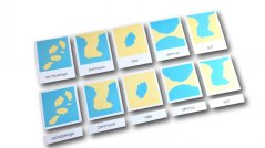 Přiřazovací karty k různým tvarům pevniny a vodních ploch