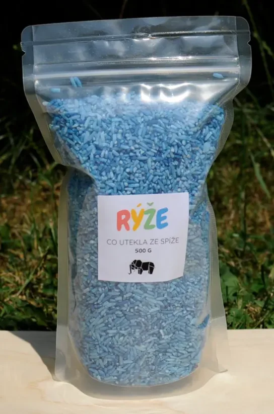 Barevná senzorická rýže - modrá